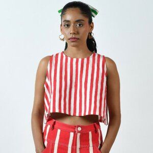 Cherry Cane Tie Back (Crop) Blouse